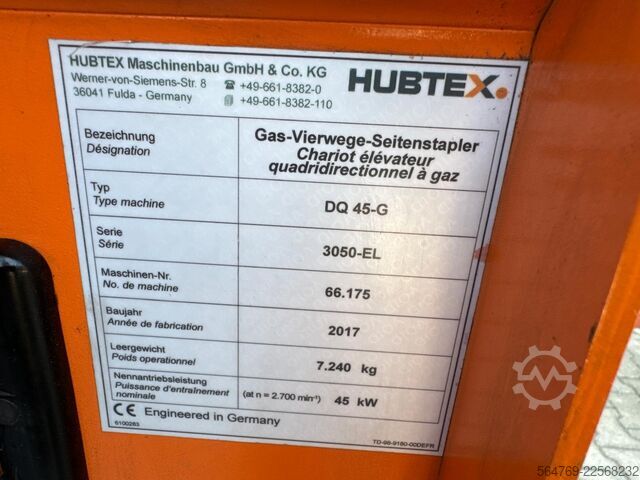 4-way forklift Hubtex DQ45 G //LPG//Triple//Only 1116 hours !
