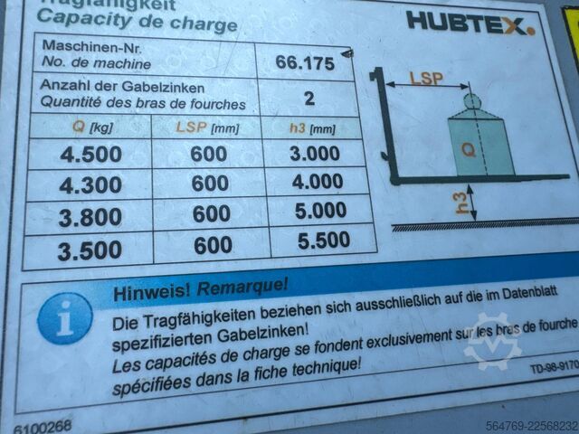 4-way forklift Hubtex DQ45 G //LPG//Triple//Only 1116 hours !
