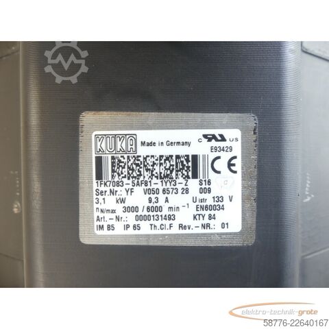 Control unit KUKA 1FK7083-5AF81-1YY3-Z S16 Servomotor SN: YFV050657328009