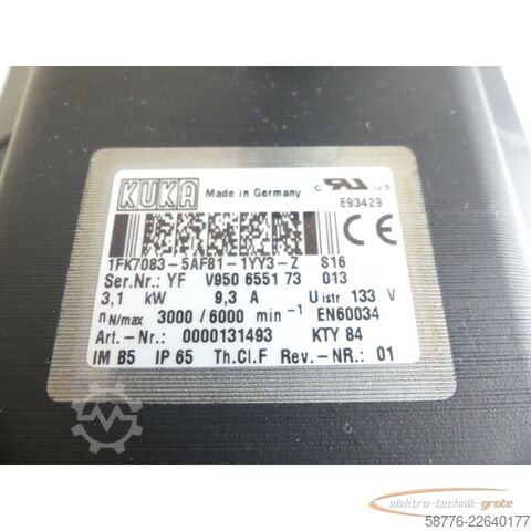 Steuerung KUKA 1FK7083-5AF81-1YY3-Z S16 Servomotor SN: YFV950655173013