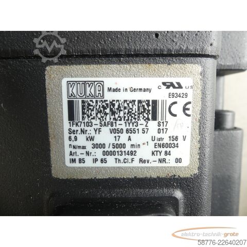 Control unit KUKA 1FK7103-5AF81-1YY3-Z S17 Servomotor SN: YFV050655157017