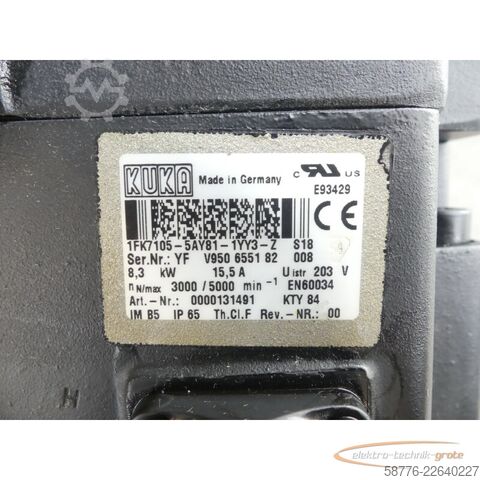 Control unit KUKA 1FK7105-5AY81-1YY3-Z S18 Servomotor SN: YFV950655182008