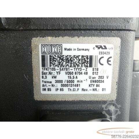 Control unit KUKA 1FK7105-5AY81-1YY3-Z S18 Servomotor SN: YFVD50670449012