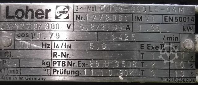 Electric motor 1.35 kW 1425 Rpm Ex Loher ENCV-090LB-04M