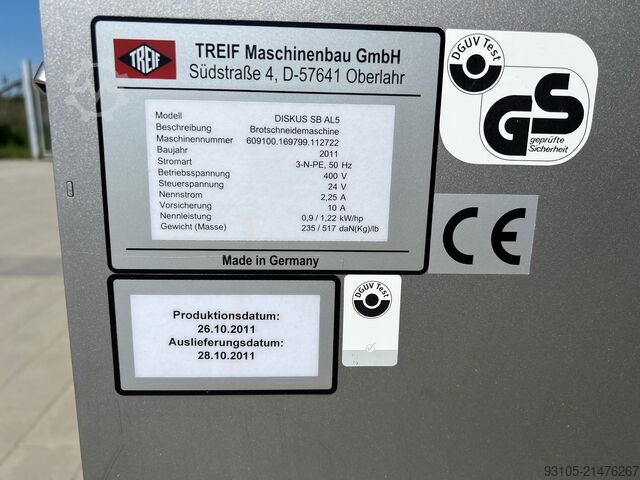 BROTSCHNEIDEMASCHINE TREIF DISKUS SB Treif Diskus SB AL5