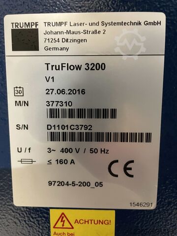 Laser mit Kühlgerät TRUMPF Lasertechnik TruFlow 3200