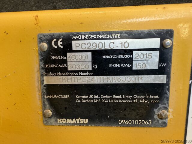 Crawler excavator Komatsu PC290LC-10