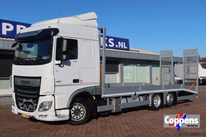 Autotransporter DAF XF 450 6x2 Oprijwagen vloerhoogte 100 cm + 2x  ...