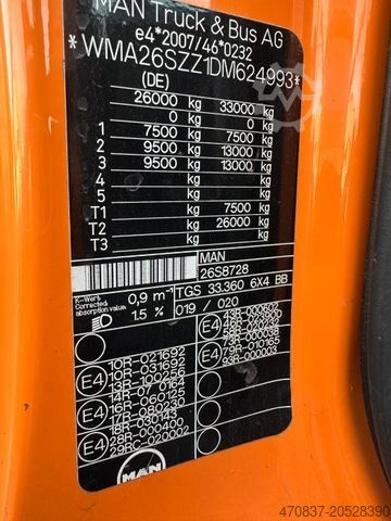 Garbage truck MAN TGS 33.360 BB 6x4 / Haller X2c / SchĂĽttung