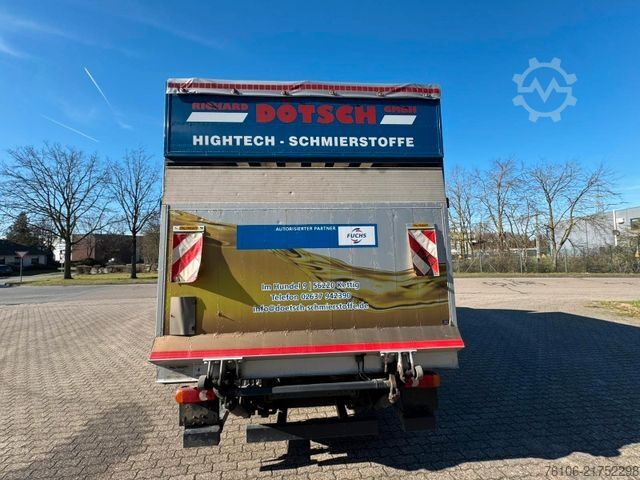 Flatbed truck with tarp DAF LF 12.230 Pritsche Plane +Ladebordwand