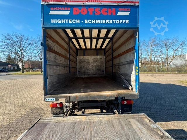 Flatbed truck with tarp DAF LF 12.230 Pritsche Plane +Ladebordwand