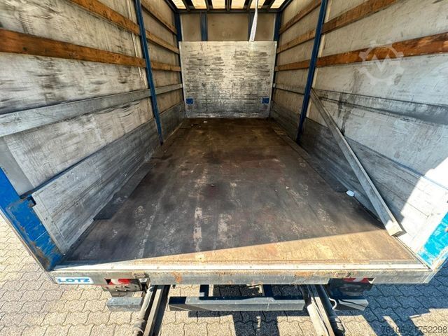 Flatbed truck with tarp DAF LF 12.230 Pritsche Plane +Ladebordwand