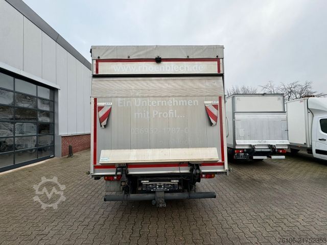 Flatbed truck with tarp FUSO Canter 9C18 Pritsche Plane mit Ladebordwand *Ahk