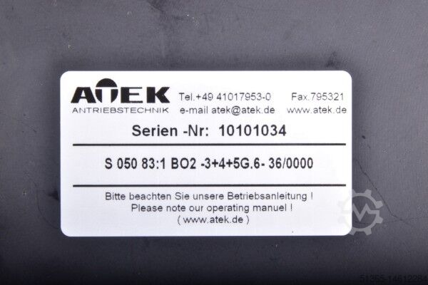 Worm gear Atek S 050 83:1 BO2-3+4+5G.6-36/0000