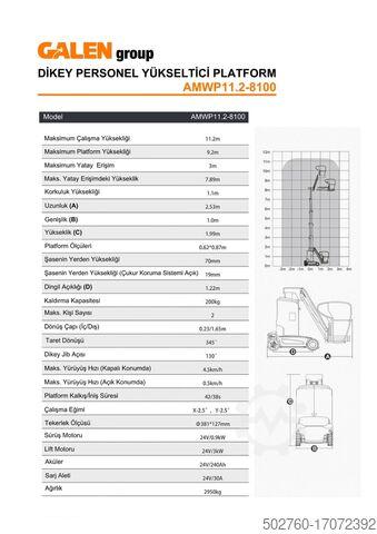 Telescopic work platform Galen Vertical Mast with Jib