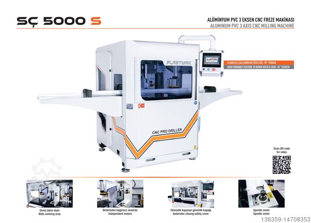 ALUMINIUM PVC CNC FRÄSMASCHINE PLASTMAK PVC ALÜMİNYUM İŞLEME MAKİNELERİ SÇ 5000 S