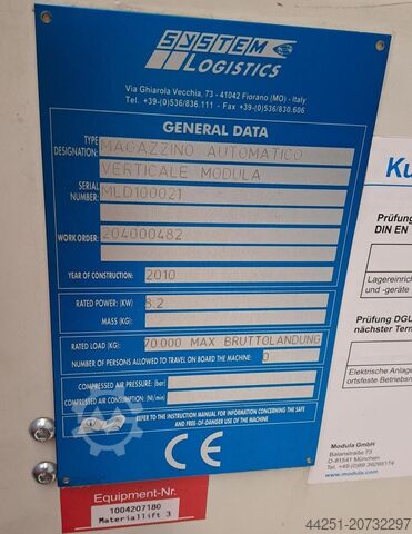 Automatisches Vertikales Lagersystem 05 Modula Lift ML 50D