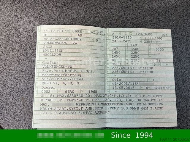 Kleinbus VOLKSWAGEN Crafter 35 KBFenster L2H1 Klima Sthzg Ahk.3,5t