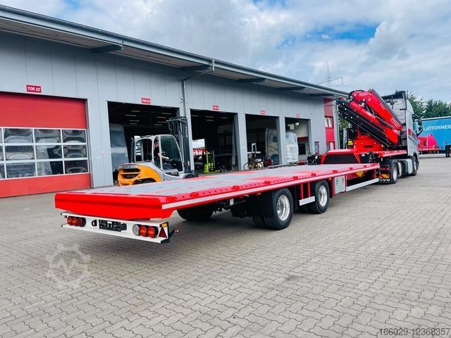 Working platform semitrailer  Wiese Stufensattel Tieflader mit Kran Fassi F545
