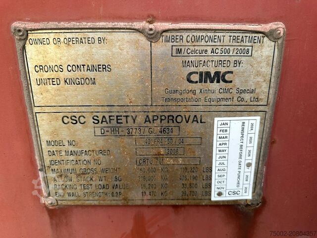 Flachcontainer CIMC 40FT FLATRACK FLUSH FOLDING / CSC: 10/2027 / 10...