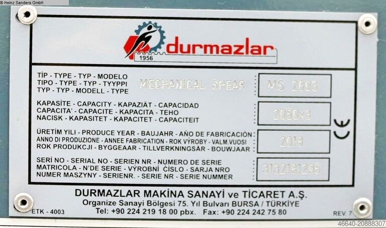 Tafelschere - mechanisch DURMA MS 2003