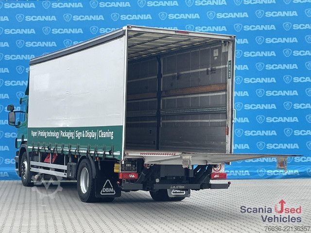 Flatbed truck with tarp Scania P 320 DB4x2MNB RETARDER FULL AIR 2T TAIL LIFT ACC