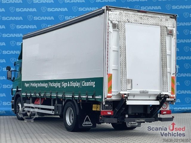 Flatbed truck with tarp Scania P 320 DB4x2MNB RETARDER FULL AIR 2T TAIL LIFT ACC