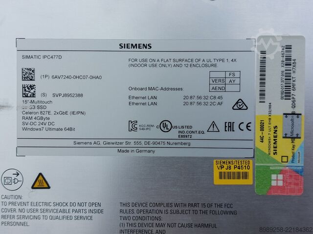 Control unit Siemens 6AV7240-0HC07-0HA0