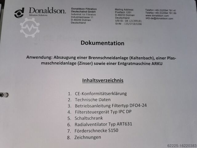 Donaldson welding fume extraction Donaldson Torit DFO 4-24