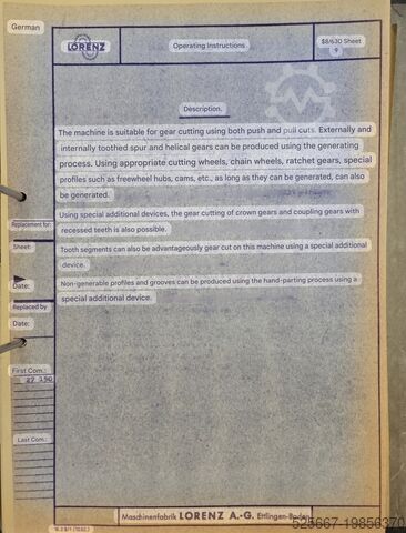 Zahnradstossmaschine Lorenz S8/630