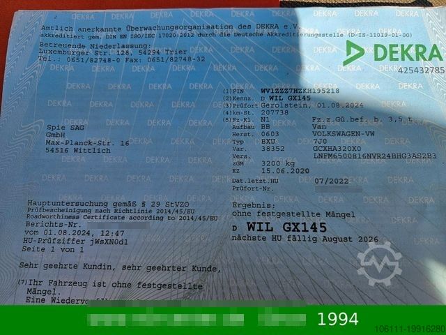 Panel van VOLKSWAGEN T6 Transporter Kasten-Kombi Kasten lang