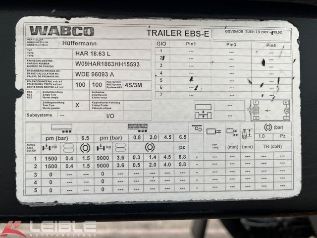 Roll off trailer HÜFFERMANN HAR18.63*Abrollanhänger*2xContainersicherung*3x*