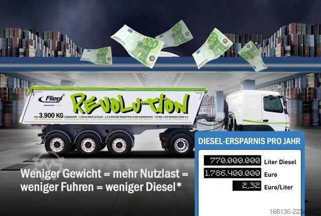 Kipper Auflieger FLIEGL 3-Achs Sattelkipper Alu 25m³ Revolution