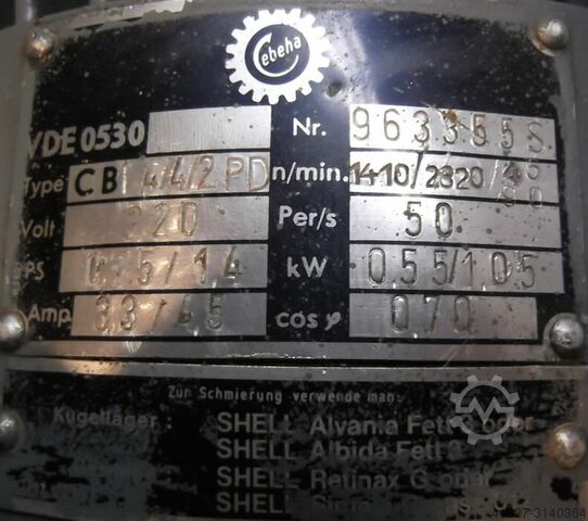 Getriebemotor 0,55/1,05 kW 45/90 U/min Cebeha CB14/4/2PD