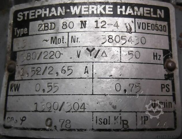 Getriebemotor 0,55 kW 304 U/min Stephan Werke ZBD80N12-4
