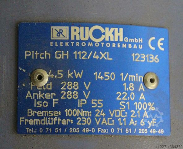 Servomotor 4,5 kW 1450 U/min Ruckh Pitch GH 112/4XL