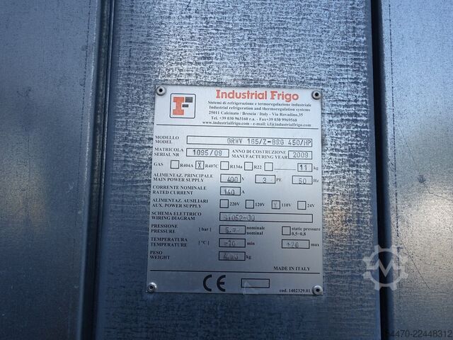 Cooling system INDUSTRIAL FRIGO GRWV 165/Z-BRG 450/HP