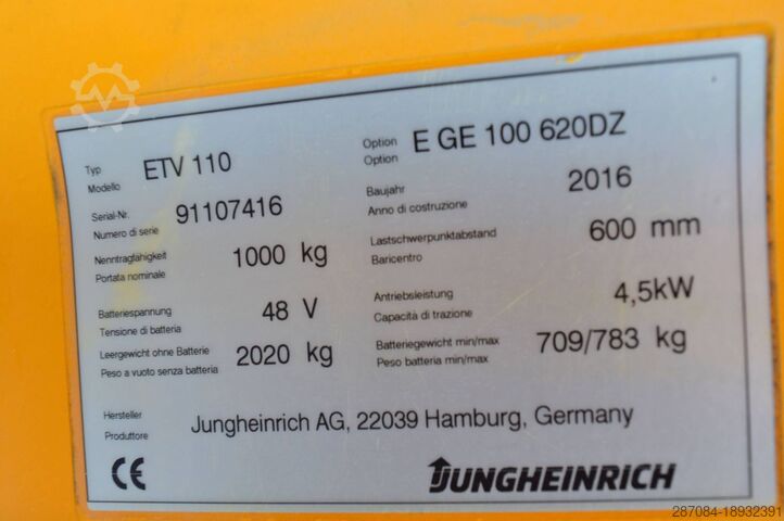 Schubmaststapler Jungheinrich ETV 110
