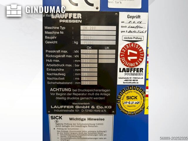 Hydraulic Stamping Press LAUFFER DK 200