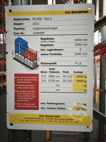 Schwerlastregal Jungheinrich Palettenregal Esmena Schulte 1500kg 5,8m