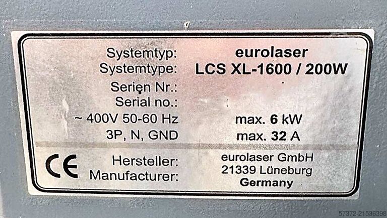 CNC Laser Cutting Machine Eurolaser LCS XL-1600
