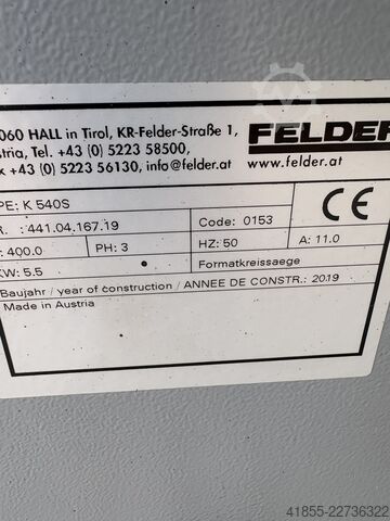 Formatkreissäge Felder K 540 S Formatkreissäge – 3.200 mm