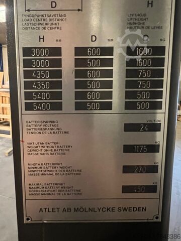 Hochhubwagen Atlet A/160SDTFVJN540 Akku: 2018