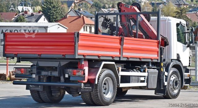 Truck mounted crane SCANIA P 250* Kipper 4,75m * HMF 635 K2 + FUNK * TOP