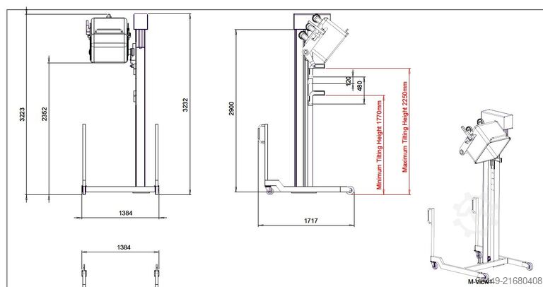 Mobile Beschickung für 200L Normwagen Barsso mobiele lift voor 200L normwagens