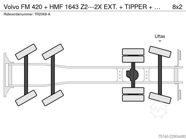 Hook arm system Volvo FM 420 + HMF 1643 Z2---2X EXT. + REMOTE + TIPPE...