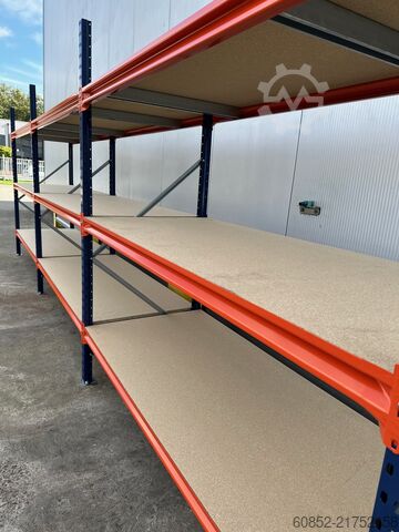 Wide span storage rack ca. 57 lfm. Weitspannregale H: 200 cm T: 80 cm , 400 kg Fachlast , 3 Ebenen