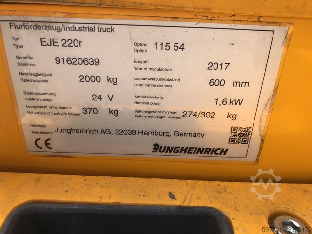 Electric Pallet Trucks Jungheinrich EJE R 220 R (Rampenfunktion)