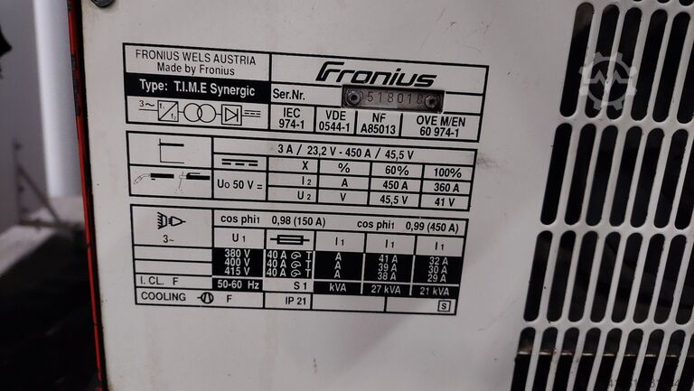 MIG-MAG Schutzgasschweißgerät FRONIUS T.I.M.E Synergic 450