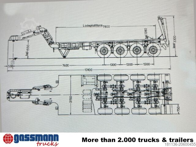 Tieflader-Sattelauflieger Kässbohrer SLT 50-3, Elefant, EX BW